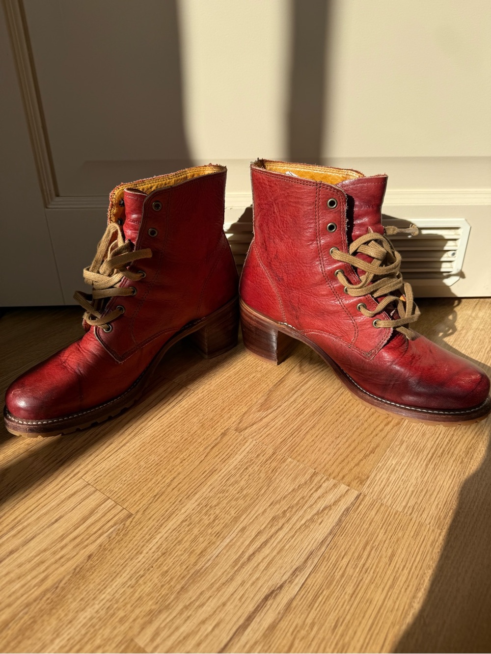 Vintage Frye Scarlet Red Lug Lace Boots – Made in USA - Picture 4 of 6